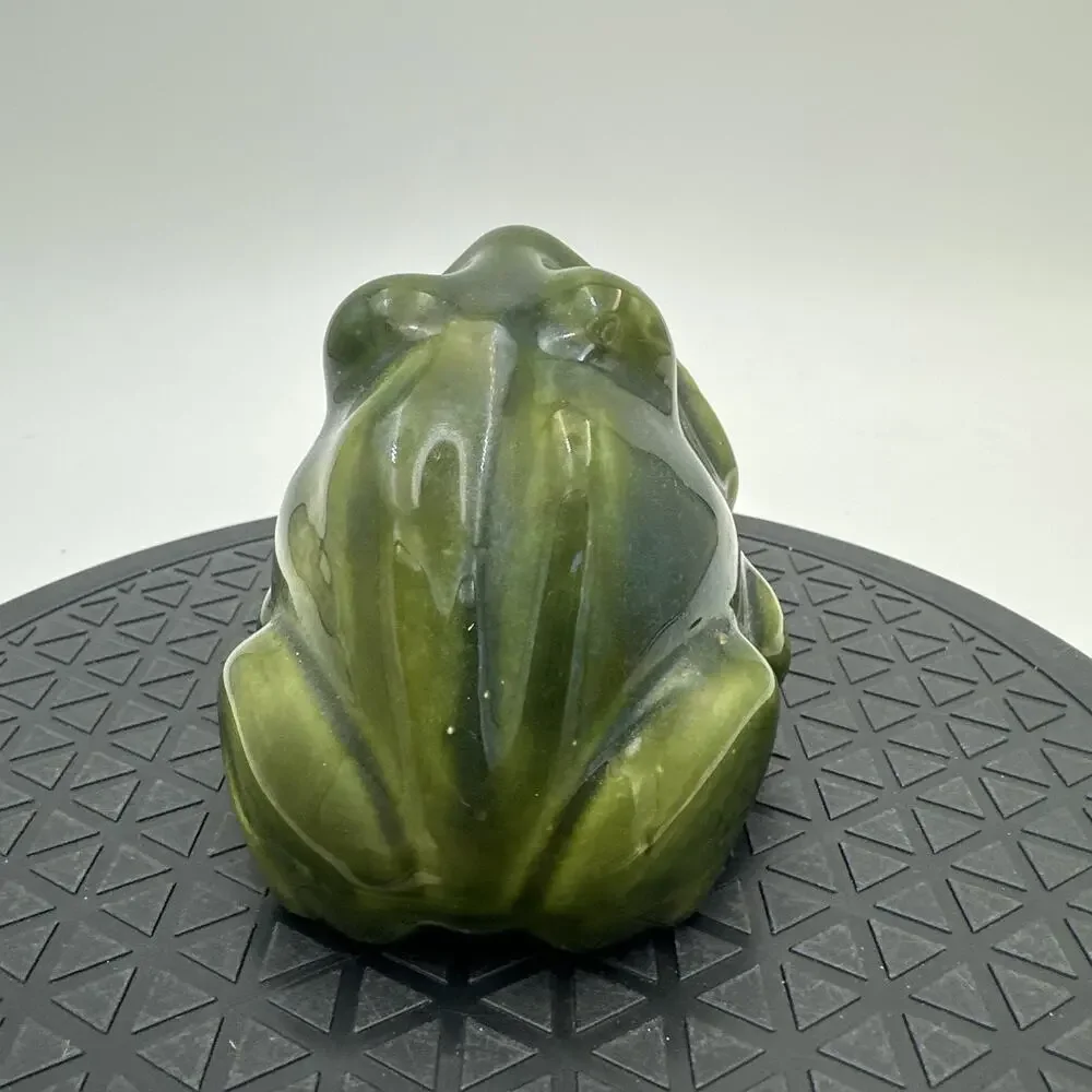 Vintage Ceramic Wide Mouth Green Frog Kitchen Sponge Holder Art Pottery